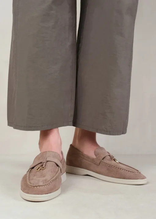 Where's That From Khaki Suede Pegasus Wide-Fit Slip On Loafers