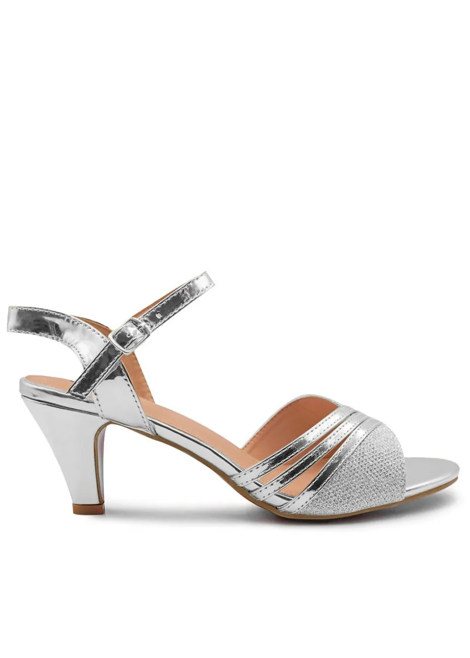 Where's That From Stormi Low Heel Sandals In Silver Glitter