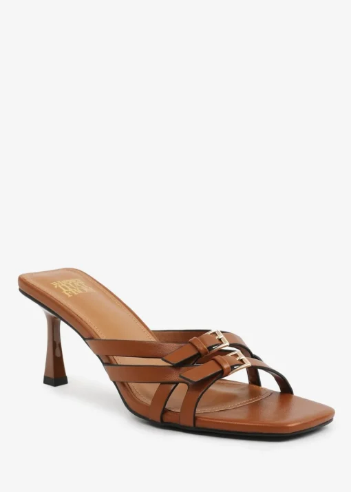 Where's That From Tan PU Ariela Cross-Over Buckle Details Strap Heel