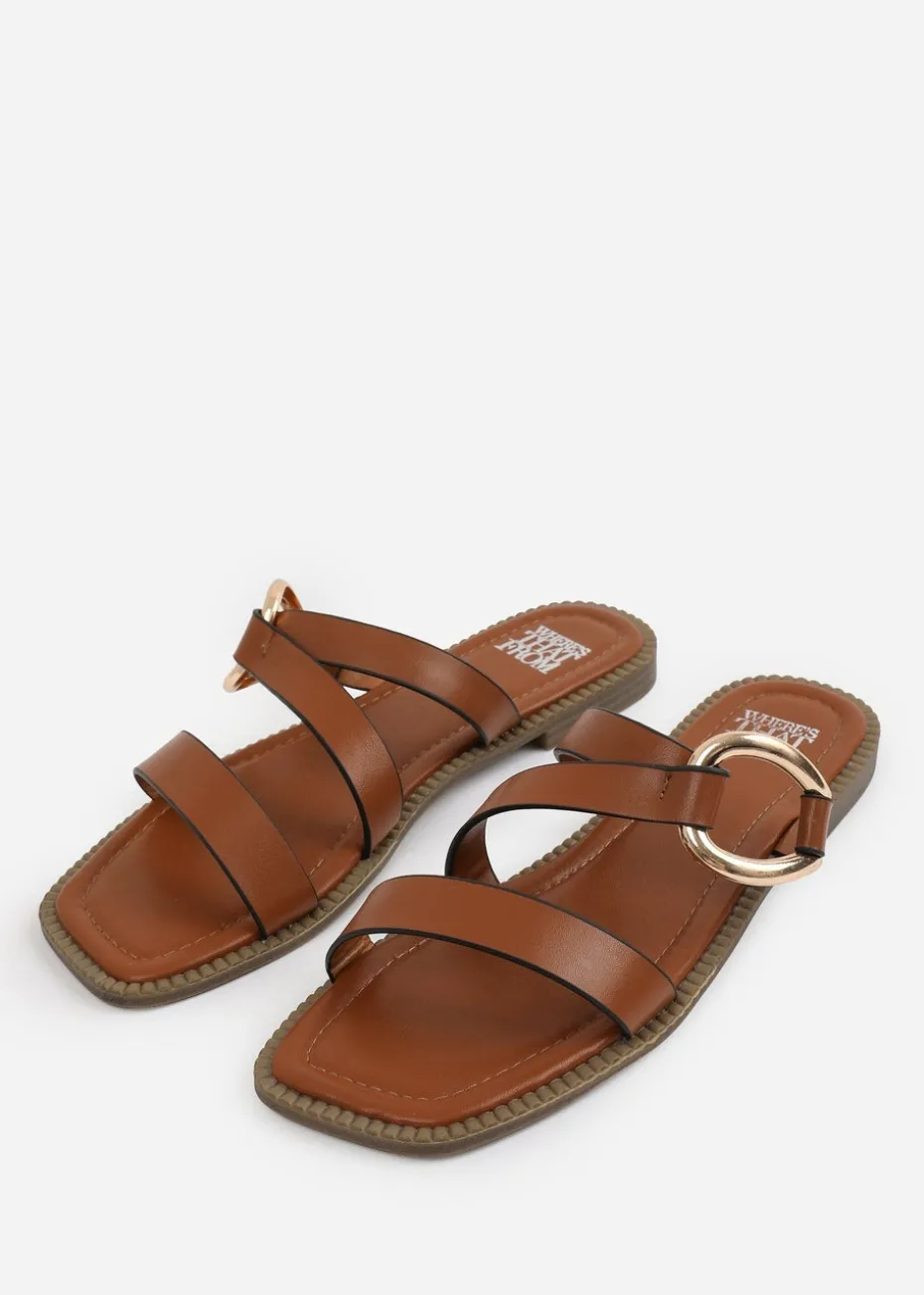 Where's That From Tan PU Jaime Flatform Sandal