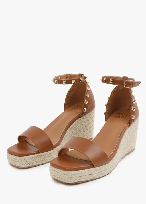 Where's That From TanPU Presley wide-fit Wedge Sandals With Gladiator-Ankle-Strap