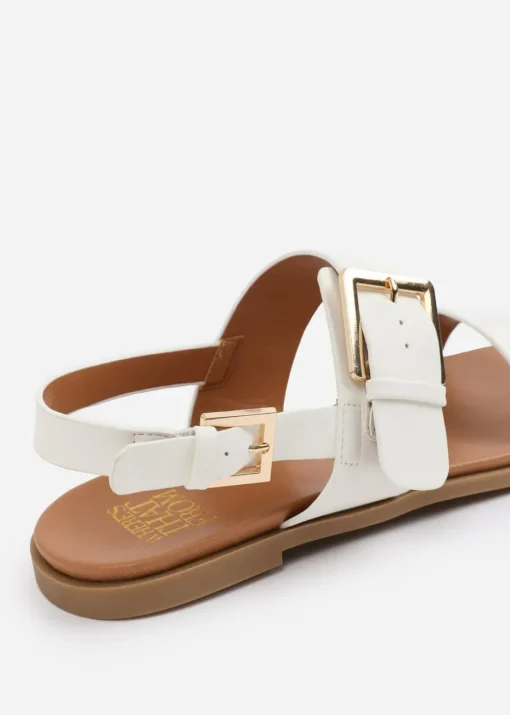 Where's That From White PU Camilla Classic Flat Sandals