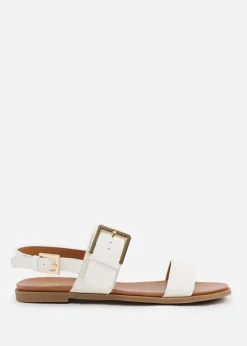 Where's That From Wide-Fit White PU Camilla Classic Flat Sandals