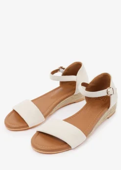 Where's That From Wide-Fit Cream Suede Eleanor Low Wedge Shoes