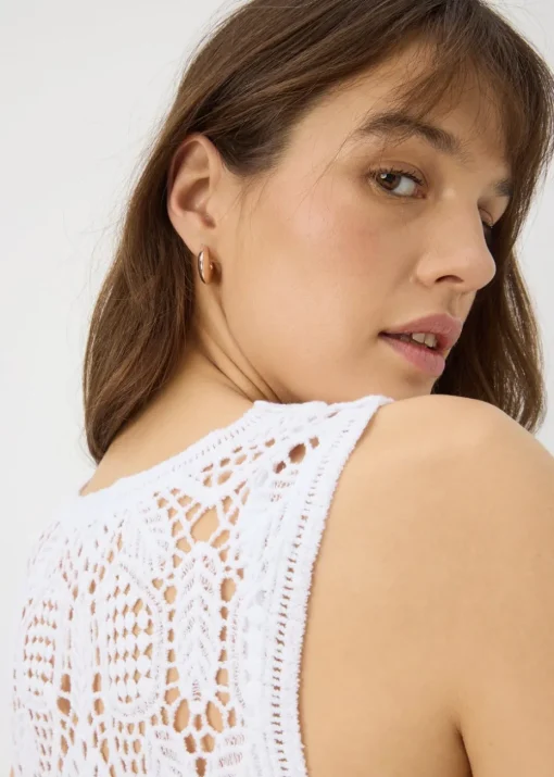 White Crochet Vest