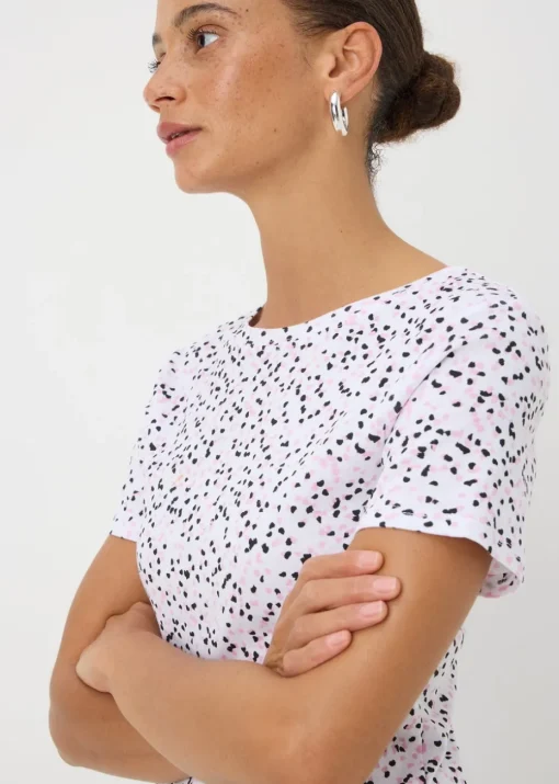 White Fitted Spot Print T-Shirt