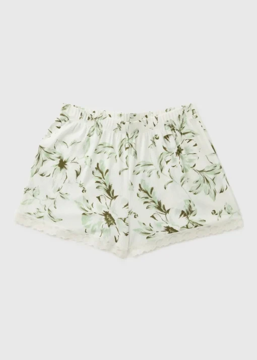White Floral Pyjama Shorts