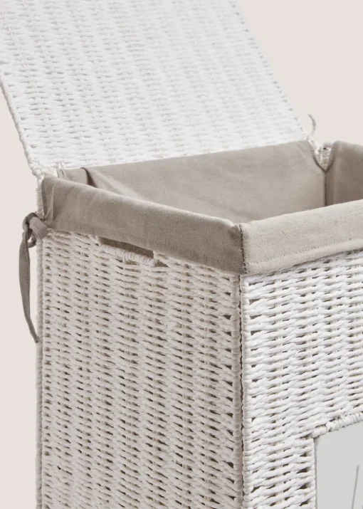 White Heart Laundry Basket (51cm x 40cm x 30cm)