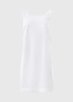 White Linen Blend Mini Shift Dress