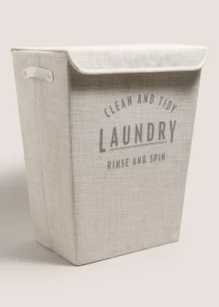White Linen Laundry Basket