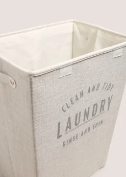 White Linen Laundry Basket