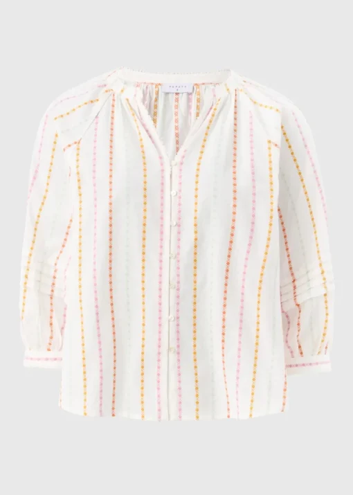White Multi Stripe Dobby Blouse