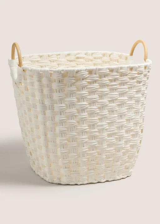 White Rattan Handle Basket