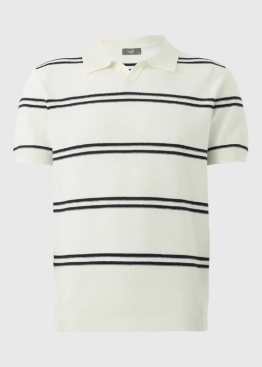 White Reverse Stripe Polo Shirt