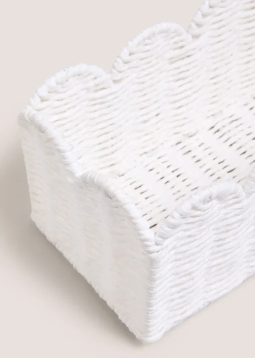 White Scalloped Window Basket Tray