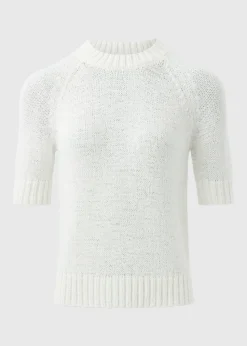 White Short Sleeve Knitted T-Shirt