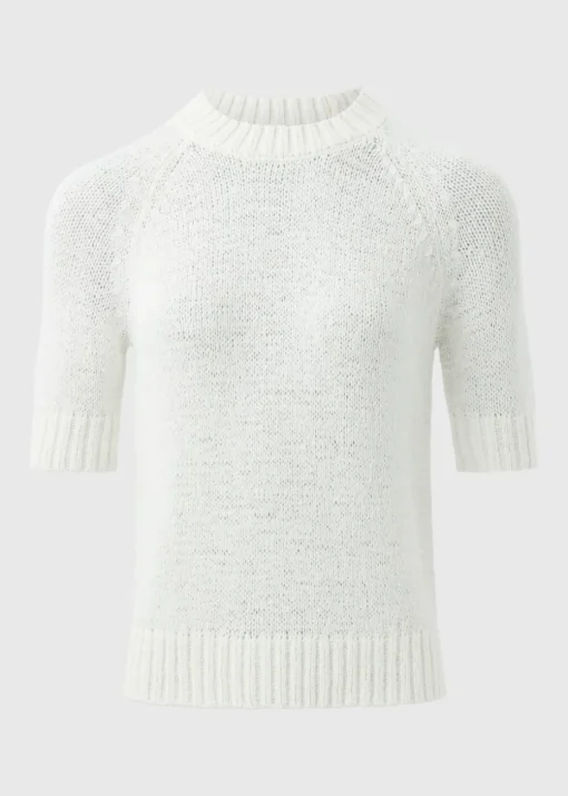 White Short Sleeve Knitted T-Shirt