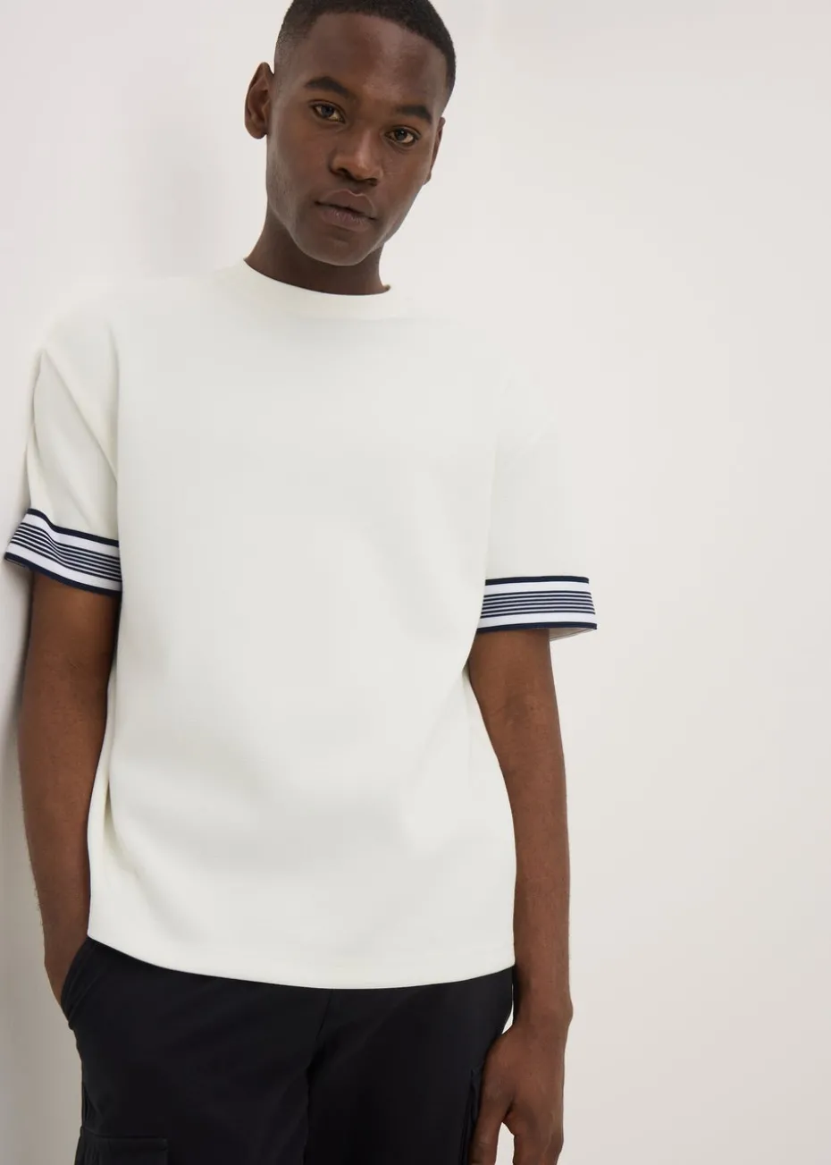 White Smart Stripe Arm Co Ord T-Shirt