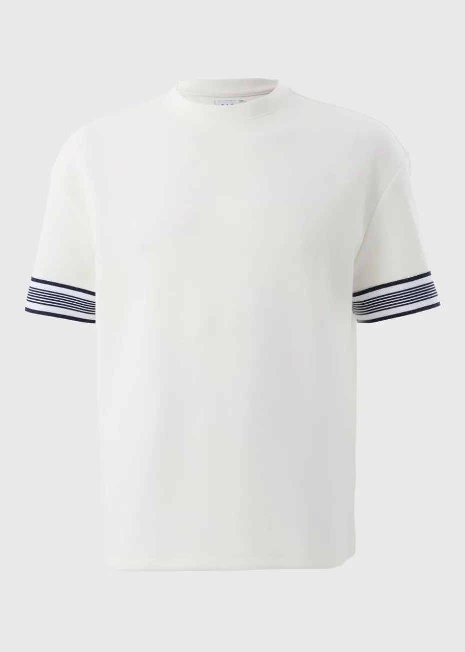 White Smart Stripe Arm Co Ord T-Shirt
