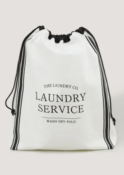 White The Laundry Co Drawstring Bag
