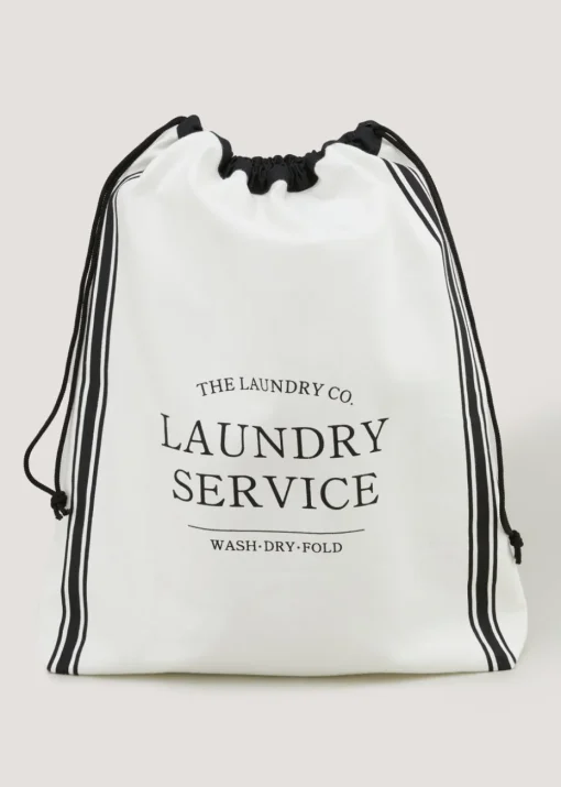White The Laundry Co Drawstring Bag