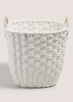 White Wooden Handle Basket