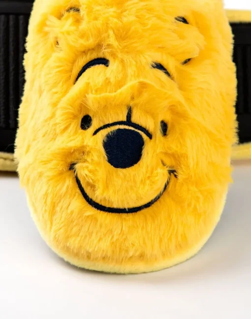 Winnie the Pooh Womens Yellow Embroidered Face Mule Slippers
