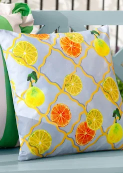Wylder Citrus Blue Trellis Printed Outdoor Outdoor Cushion