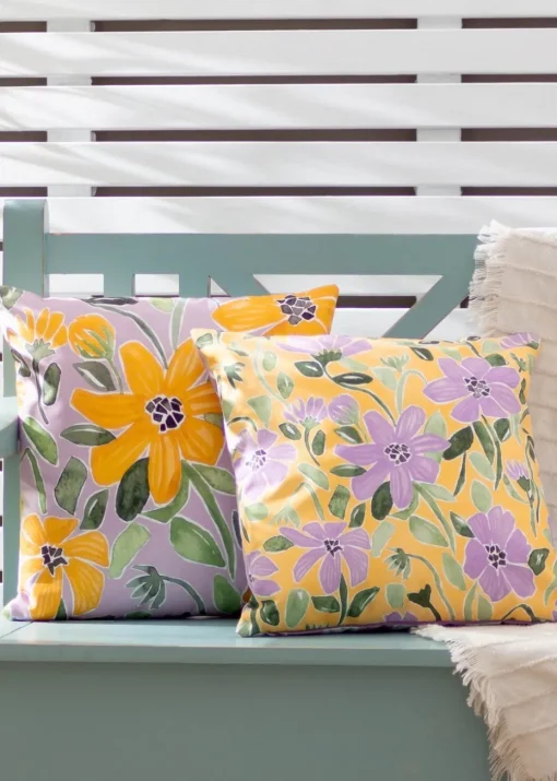 Wylder Nature Yellow Flower Filled Outdoor Cushions (43cm x 43cm x 8cm)