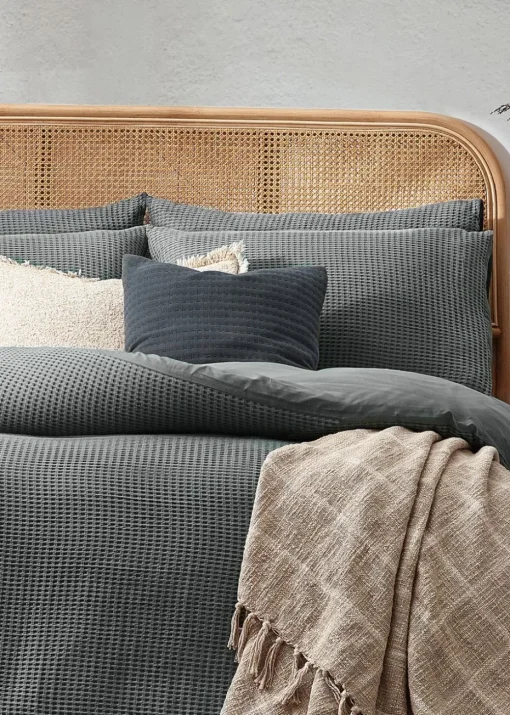 Yard Chunky Waffle 100% Cotton Duvet Cover Set Dusk