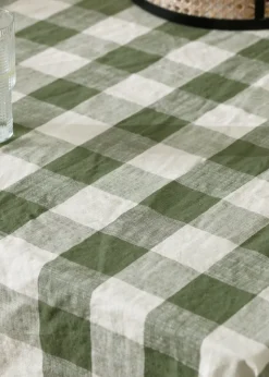 Yard Dark Green Chesil Check Tasselled 100% Cotton  Throw