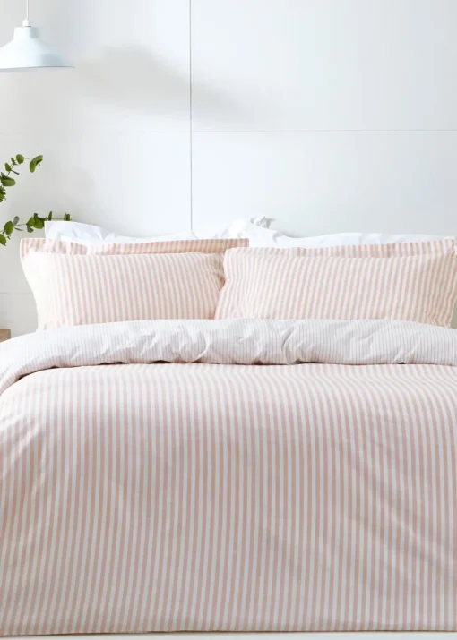 Yard Hebden Melange Blush Pink Stripe Duvet Cover Set