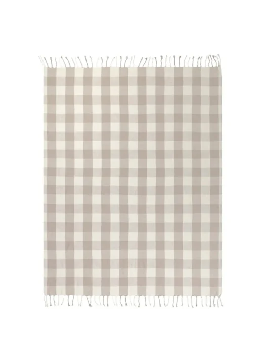 Yard Natural Chesil Check Tasselled 100% Cotton  Throw