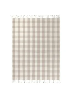 Yard Natural Chesil Check Tasselled 100% Cotton  Throw