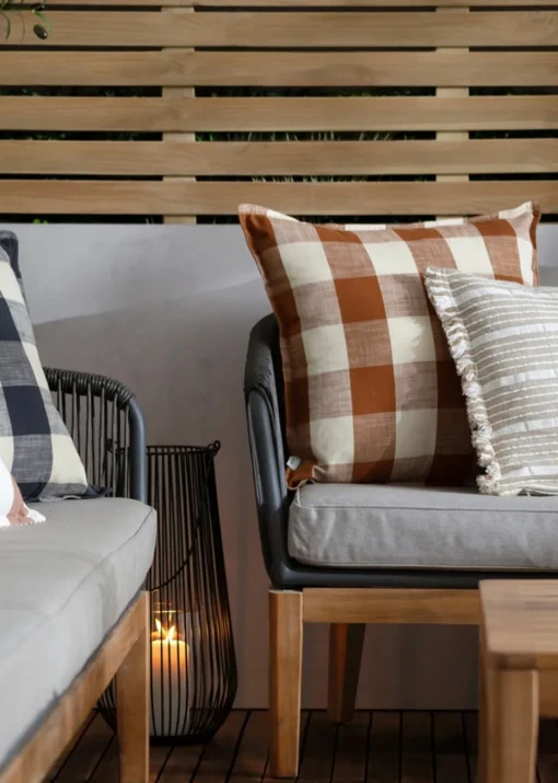 Yard Rust Chesil Check 100% Cotton Outdoor Outdoor Cushion