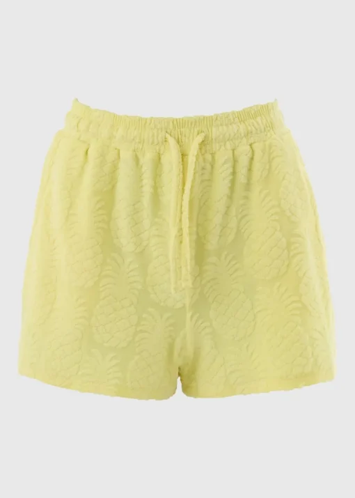 Yellow Pineapple Towelling Shorts