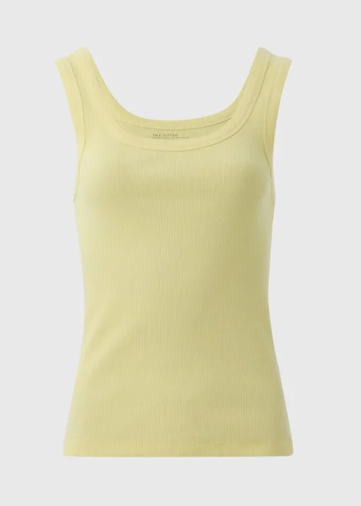 Yellow Ribbed Scoop Neck Vest Top