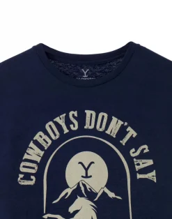 Yellowstone Blue Cowboys Don't Say Goodbye Short Sleeved T-Shirt