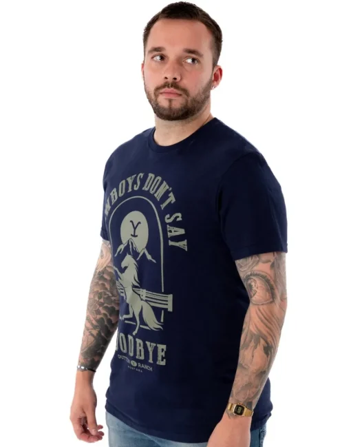 Yellowstone Blue Cowboys Don't Say Goodbye Short Sleeved T-Shirt