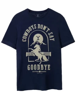 Yellowstone Blue Cowboys Don't Say Goodbye Short Sleeved T-Shirt