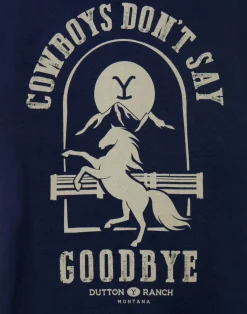 Yellowstone Blue Cowboys Don't Say Goodbye Short Sleeved T-Shirt