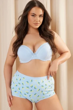 Yours Curve 5 Pack Blue & Grey Lemon Print Shorts