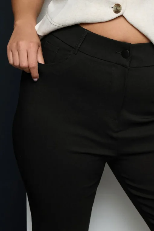 Yours Curve Black Bengaline Slim Leg Stretch Trousers