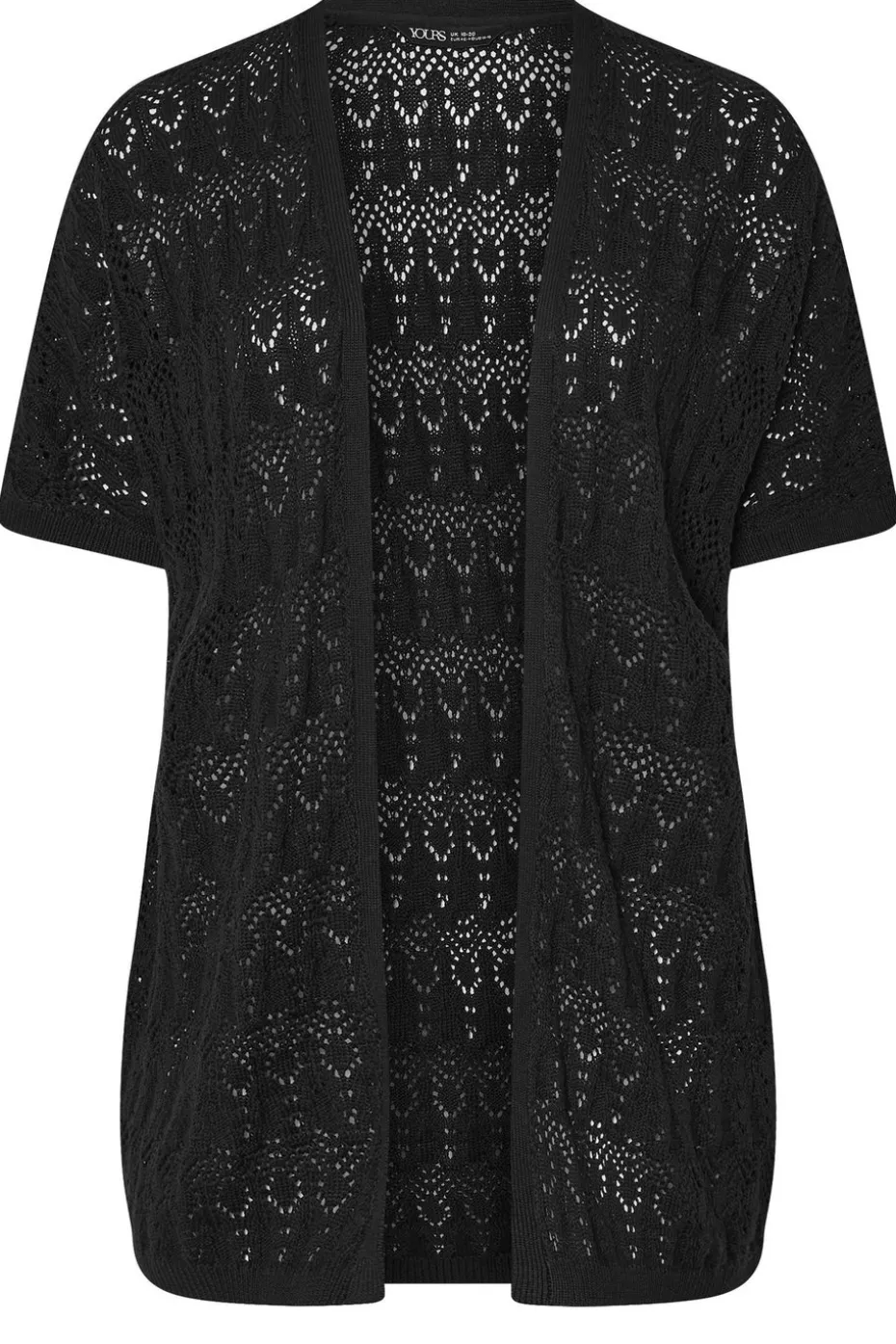 Yours Curve Black Crochet Short Sleeve Cardigan