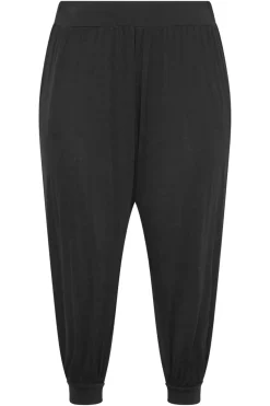 Yours Curve Black Cropped Jersey Harem Joggers