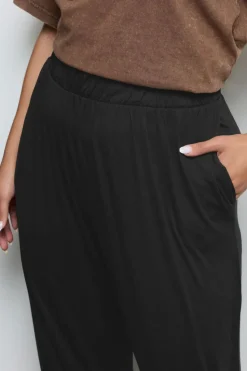 Yours Curve Black Cropped Jersey Harem Joggers