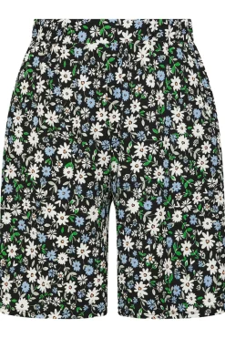 Yours Curve Black Ditsy Floral Textured Shorts
