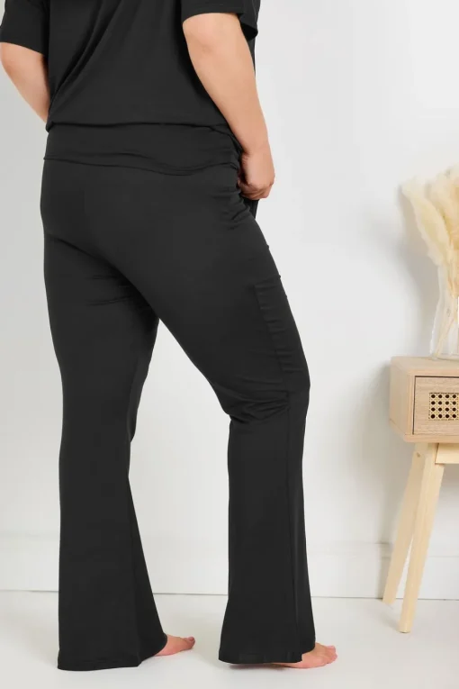 Yours Curve Black Flare Pyjama Bottoms