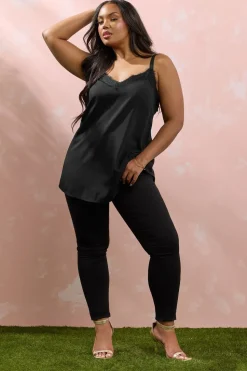 Yours Curve Black Lace Cami Vest Top