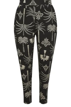 Yours Curve Black Palm Print Harem Trousers